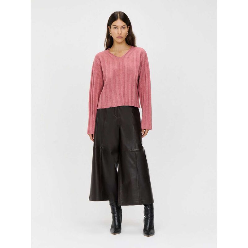 Veronika Maine V-Neck Cropped Sweater image number 3
